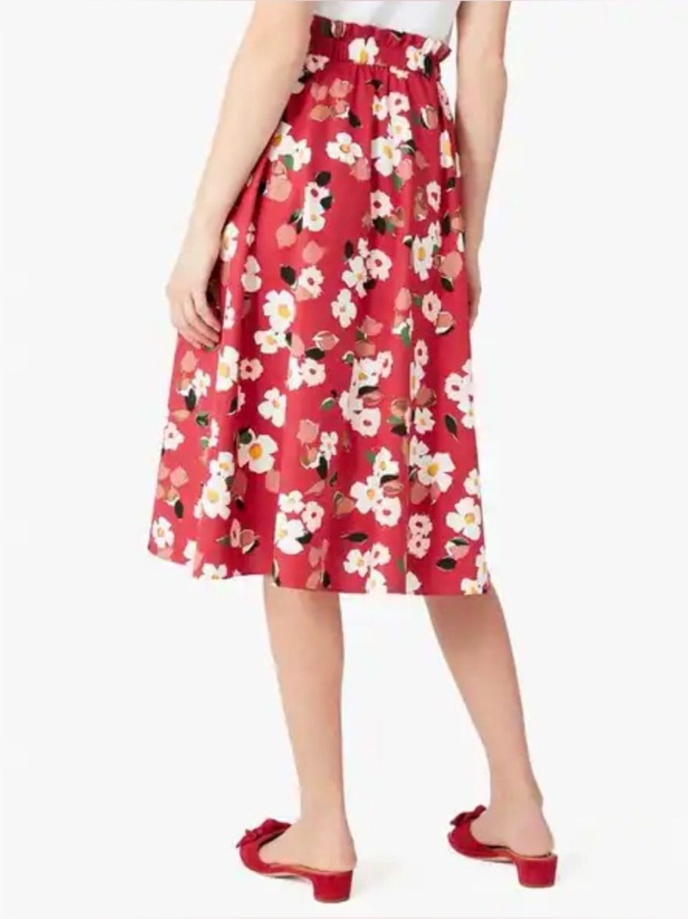 Kate Spade Botanical Garden Red Floral Poplin Midi Skirt with Pockets size XL - Picture 8 of 11